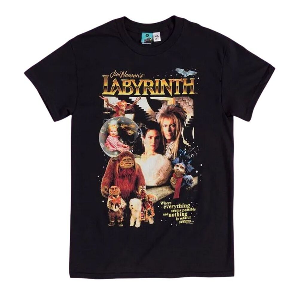 Labyrinth Unisex Adult Retro T-Shirt / Charcoal
